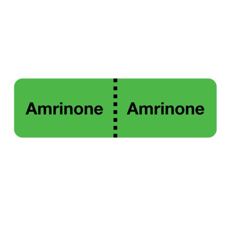 Nevs IV Drug Line Label - Amrinone/Amrinone 7/8" x 3" Flr Green w/Black N-11649